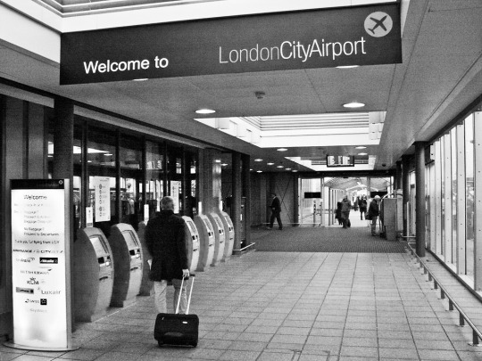 London City Airport, entrance from DLR - click to enlarge