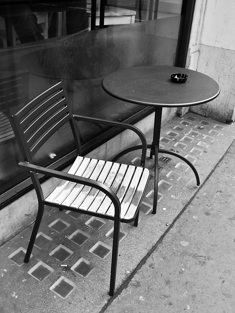 Chair and table, Old Compton Street, Soho